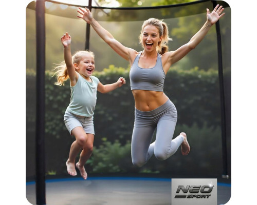 Батут Neo-Sport NS-15Z221 з зовнішньою сіткою 15 футів 465 см, чорно-синій