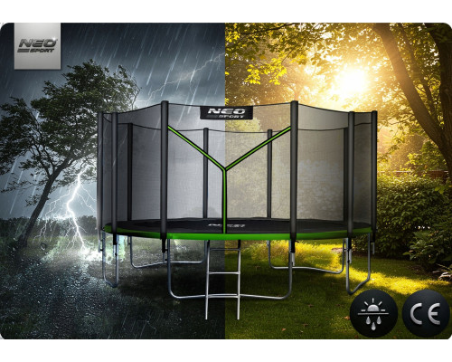 Батут Neo-Sport NS-15Z231 з зовнішньою сіткою 15 футів 465 см, чорно-зелений