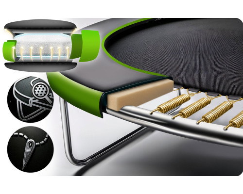 Батут Neo-Sport NS-15Z231 з зовнішньою сіткою 15 футів 465 см, чорно-зелений