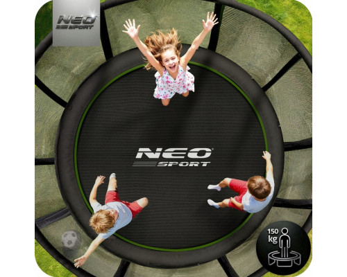 Батут Neo-Sport NS-15Z231 з зовнішньою сіткою 15 футів 465 см, чорно-зелений