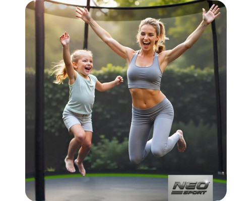 Батут Neo-Sport NS-15Z231 з зовнішньою сіткою 15 футів 465 см, чорно-зелений