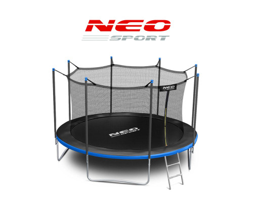 Батут Neo-Sport з внутрішньою сіткою 12 футів 374 см чорно-синій