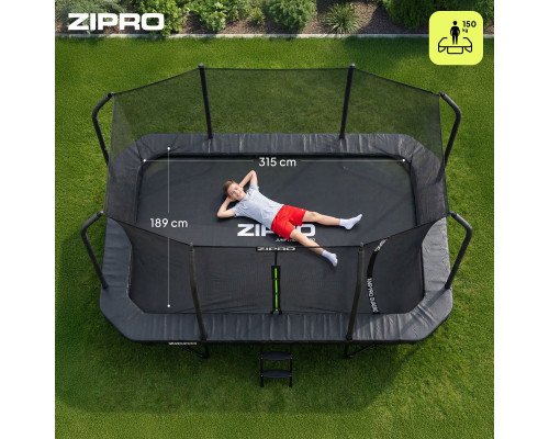 Батут Zipro Jump Pro Quadro з внутрішньою сіткою 8 х 12 футів 366 x 244 см чорний
