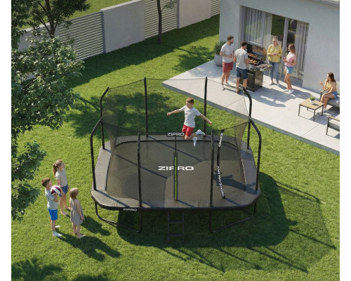 Батут Zipro Jump Pro Quadro з внутрішньою сіткою 8 х 12 футів 366 x 244 см чорний