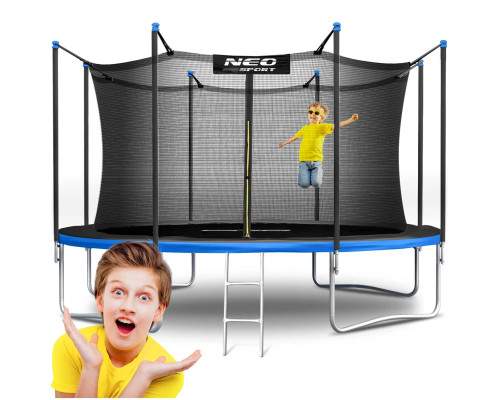 Батут Neo-Sport з внутрішньою сіткою 14 футів 435 см чорно-синій
