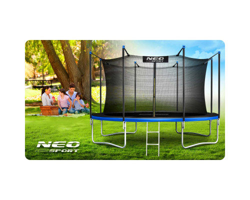 Батут Neo-Sport з внутрішньою сіткою 14 футів 435 см чорно-синій