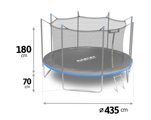 Батут Neo-Sport з внутрішньою сіткою 14 футів 435 см чорно-синій