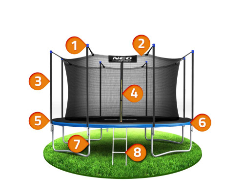 Батут Neo-Sport з внутрішньою сіткою 14 футів 435 см чорно-синій