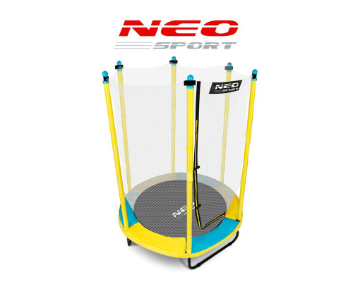 Батут Neo-Sport з внутрішньою сіткою 4,5 футів 140 см жовтий