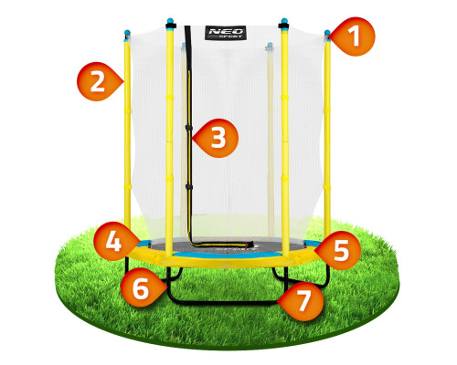 Батут Neo-Sport з внутрішньою сіткою 4,5 футів 140 см жовтий