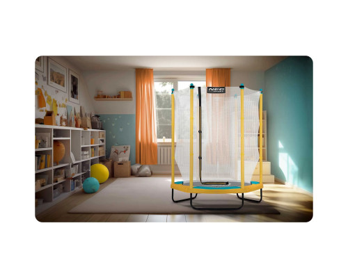 Батут Neo-Sport з внутрішньою сіткою 4,5 футів 140 см жовтий