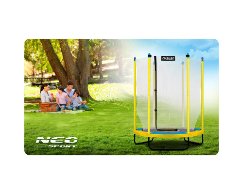 Батут Neo-Sport з внутрішньою сіткою 4,5 футів 140 см жовтий