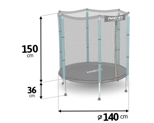 Батут Neo-Sport з зовнішньою сіткою 4,5 футів 140 см зелений