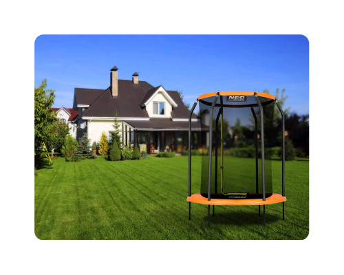 Батут Neo-Sport з внутрішньою сіткою 5 футів 152 см чорно-помаранчевий