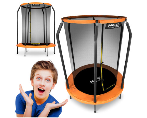 Батут Neo-Sport з внутрішньою сіткою 5 футів 152 см чорно-помаранчевий