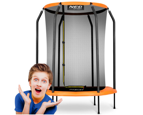 Батут Neo-Sport з внутрішньою сіткою 5 футів 152 см чорно-помаранчевий