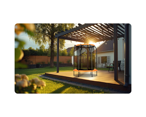 Батут Neo-Sport з внутрішньою сіткою 5 футів 152 см чорно-помаранчевий