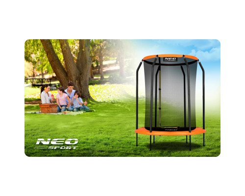 Батут Neo-Sport з внутрішньою сіткою 5 футів 152 см чорно-помаранчевий