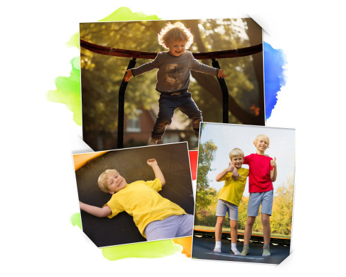 Батут Neo-Sport з внутрішньою сіткою 5 футів 152 см чорно-помаранчевий