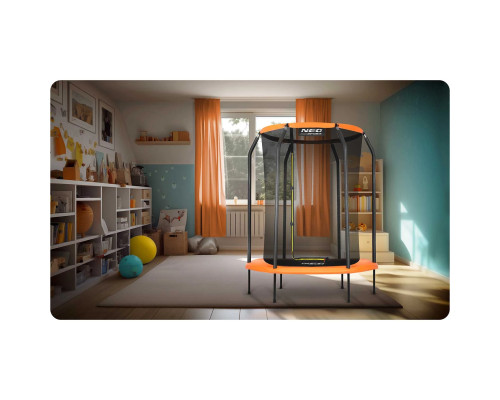 Батут Neo-Sport з внутрішньою сіткою 5 футів 152 см чорно-помаранчевий