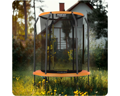 Батут Neo-Sport з внутрішньою сіткою 5 футів 152 см чорно-помаранчевий