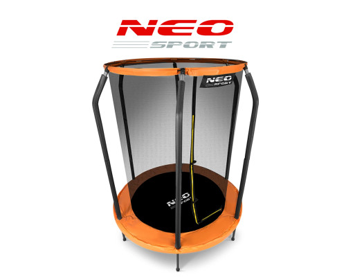Батут Neo-Sport з внутрішньою сіткою 5 футів 152 см чорно-помаранчевий
