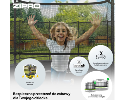 Батут Zipro Jump Pro з внутрішньою сіткою 6 футів 183 см чорно-зелений Батут Zipro Jump Pro з внутрішньою сіткою 6 футів 183 см чорно-зелений