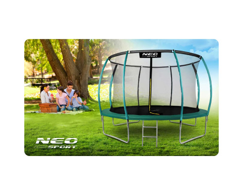 Батут Neo-Sport з внутрішньою сіткою 12 футів 374 см зелений