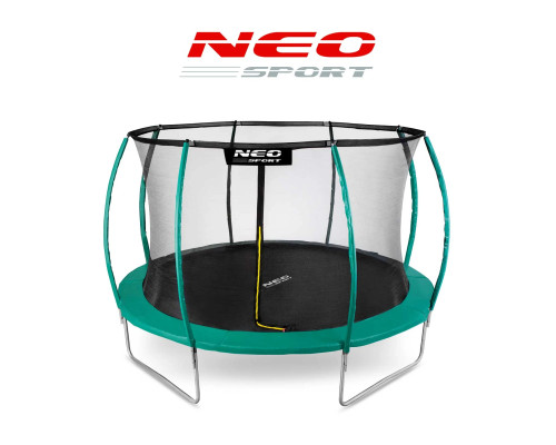Батут Neo-Sport з внутрішньою сіткою 12 футів 374 см зелений