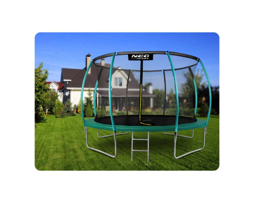 Батут Neo-Sport з внутрішньою сіткою 12 футів 374 см зелений
