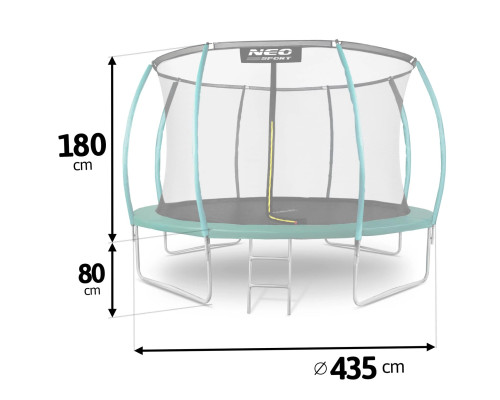 Батут Neo-Sport з внутрішньою сіткою 14 футів 435 см зелений