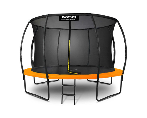 Батут Neo-Sport з внутрішньою сіткою 12 футів 374 см чорно-помаранчевий