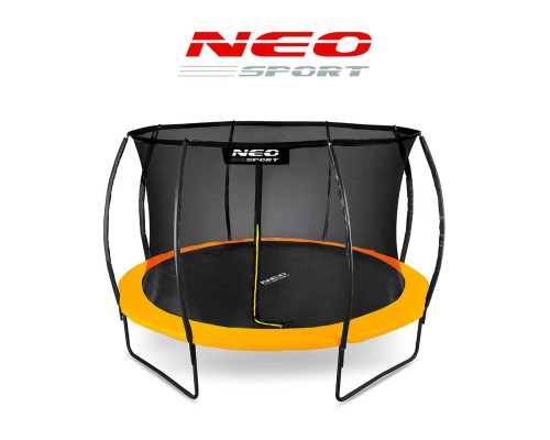 Батут Neo-Sport з внутрішньою сіткою 12 футів 374 см чорно-помаранчевий