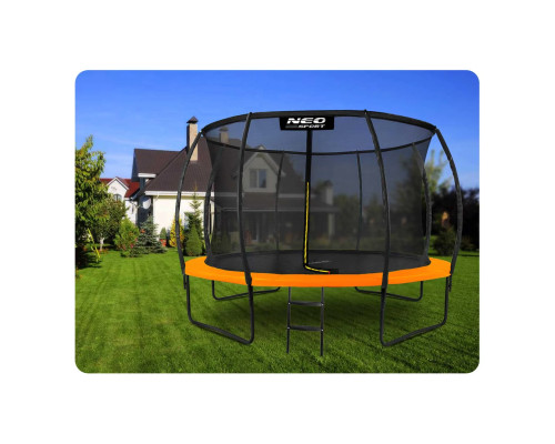 Батут Neo-Sport з внутрішньою сіткою 12 футів 374 см чорно-помаранчевий