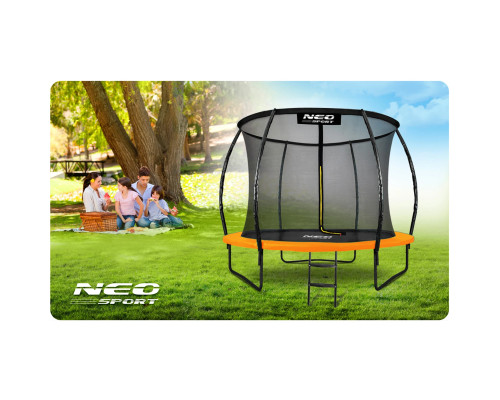 Батут Neo-Sport з внутрішньою сіткою 10 футів 312 см чорно-помаранчевий