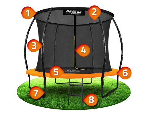 Батут Neo-Sport з внутрішньою сіткою 10 футів 312 см чорно-помаранчевий