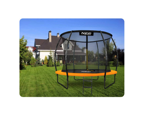 Батут Neo-Sport з внутрішньою сіткою 10 футів 312 см чорно-помаранчевий