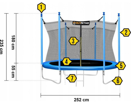 Батут SunActive TR 8FT-2 з внутрішньою сіткою 8 футів 252 см блакитний Батут SunActive TR 8FT-2 з внутрішньою сіткою 8 футів 252 см блакитний
