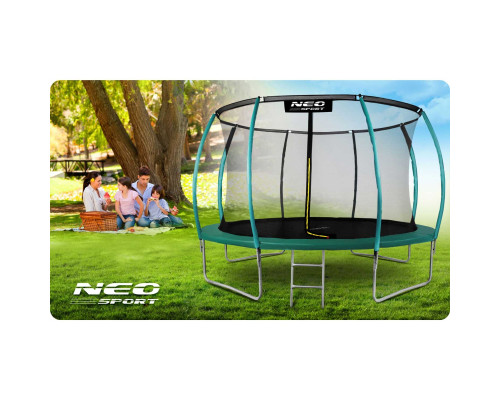 Батут Neo-Sport з внутрішньою сіткою 14 футів 435 см зелений