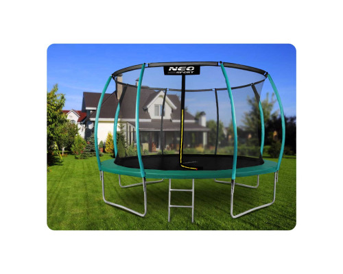 Батут Neo-Sport з внутрішньою сіткою 14 футів 435 см зелений