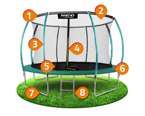 Батут Neo-Sport з внутрішньою сіткою 14 футів 435 см зелений
