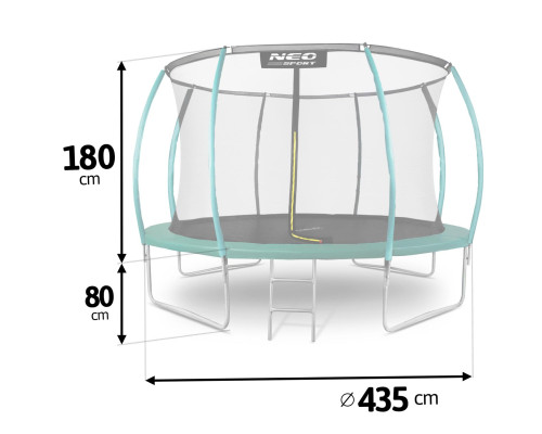 Батут Neo-Sport з внутрішньою сіткою 14 футів 435 см зелений