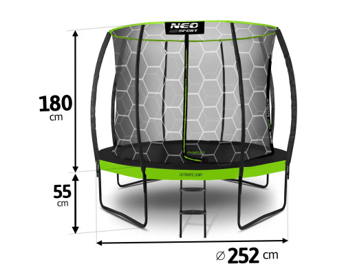 Батут Neo-Sport NS-08C221 з внутрішньою сіткою 8 футів 252 см чорно-зелений Батут Neo-Sport NS-08C221 з внутрішньою сіткою 8 футів 252 см чорно-зелений