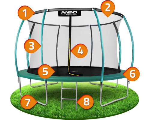 Батут Neo-Sport з внутрішньою сіткою 14,5 футів 435 см зелений