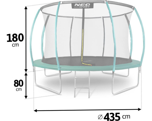 Батут Neo-Sport з внутрішньою сіткою 14,5 футів 435 см зелений