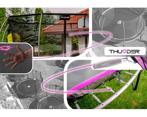 Батут THUNDER INSIDE ULTRA з внутрішньою сіткою 6 футів 185 см чорно-рожевий