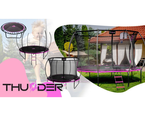 Батут THUNDER INSIDE ULTRA з внутрішньою сіткою 6 футів 185 см чорно-рожевий
