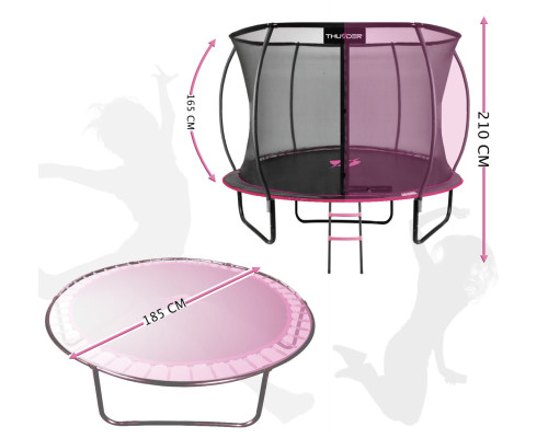 Батут THUNDER INSIDE ULTRA з внутрішньою сіткою 6 футів 185 см чорно-рожевий