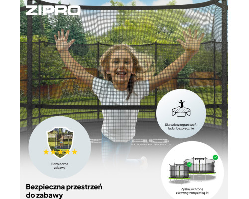 Батут Zipro Jump Pro з внутрішньою сіткою 14 футів 435 см чорно-зелений Батут Zipro Jump Pro з внутрішньою сіткою 14 футів 435 см чорно-зелений