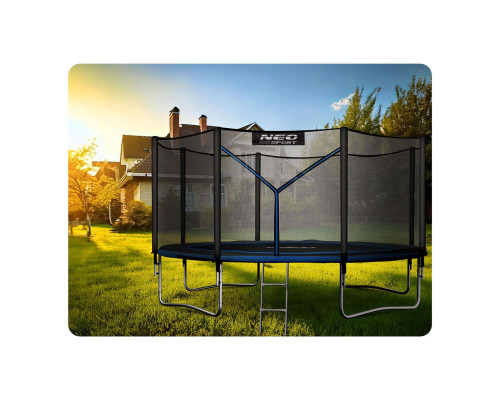 Батут Neo-Sport NS-12Z221 з зовнішньою сіткою12 футів 374 см, чорно-синій